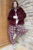 Patrick Plaid Brushed Cotton Barrel Pant Burgundy /15 Pre order 1 week 